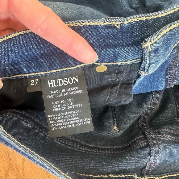 Hudson Colette Mid Rise Skinny Jeans Sz 27 Medium Wash Stretch Denim Raw Hem - Picture 8 of 12